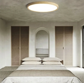 Ultra Slim Round Walnut Ceiling Light for Bedroom